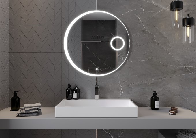 Miroirs de salle de bains avec éclairage LED ronds