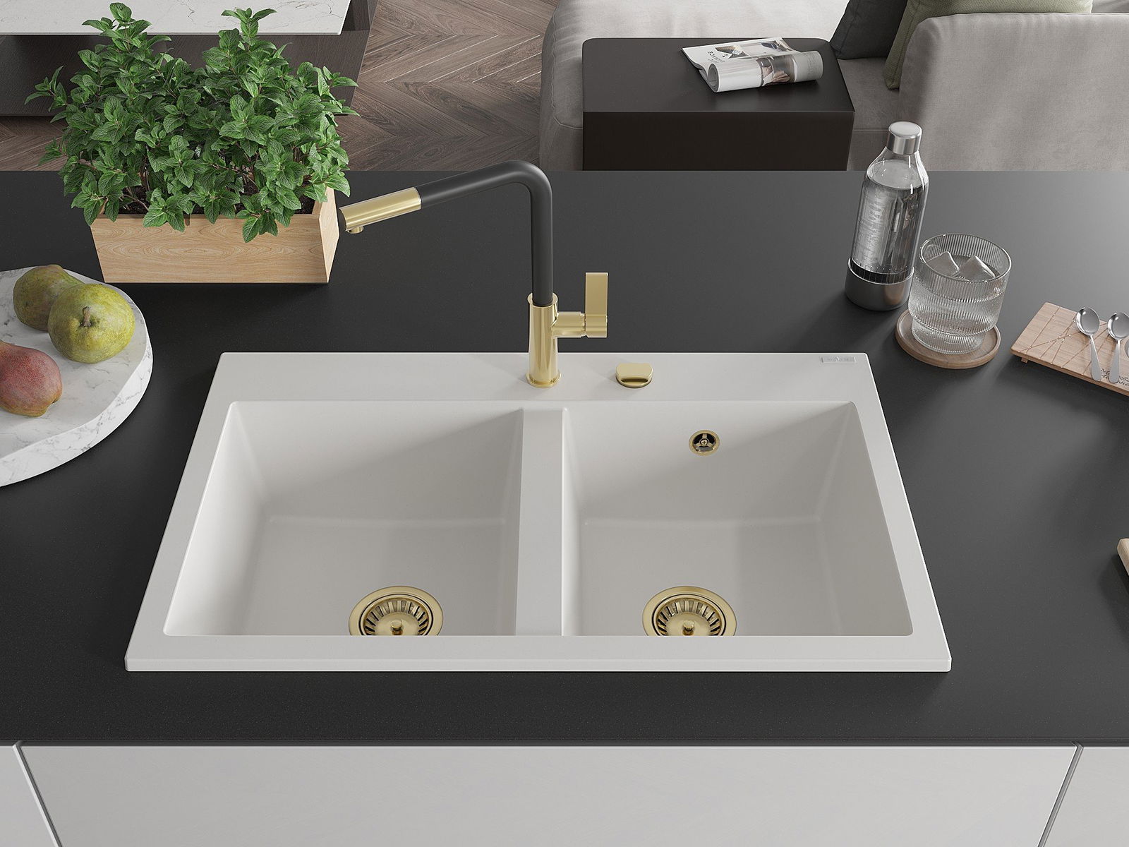 grand évier double bac