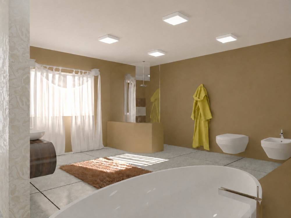 Plafonds blancs dans la salle de bain