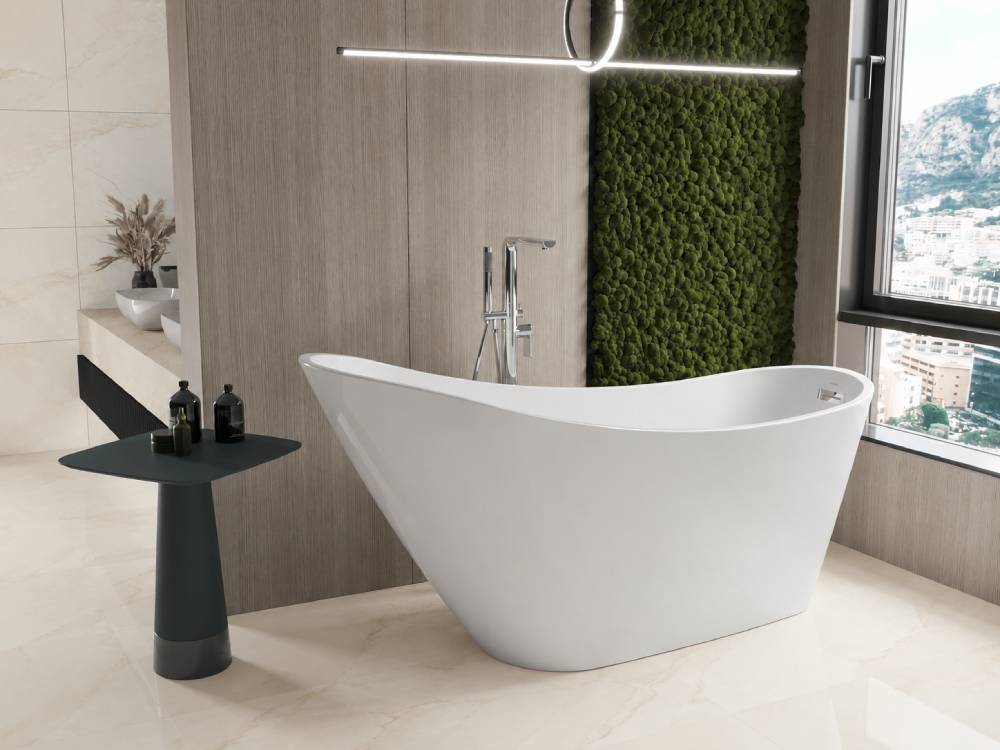 Carreaux crème dans la salle de bain