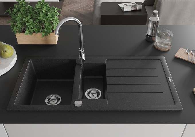 Robinets de cuisine chromés avec bec extractible