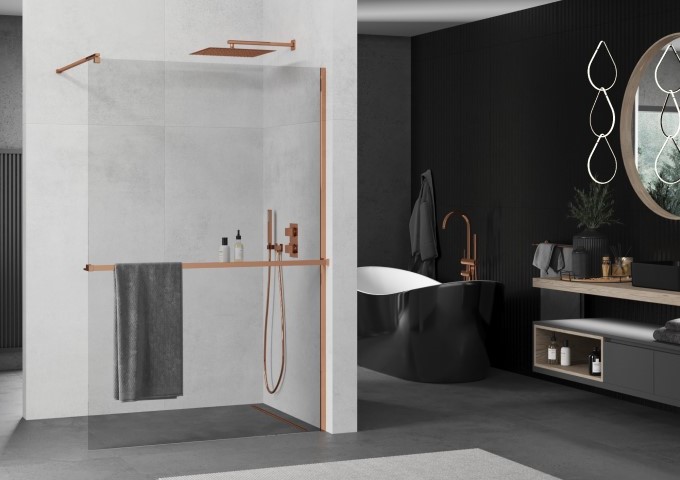 Support de douche or rose