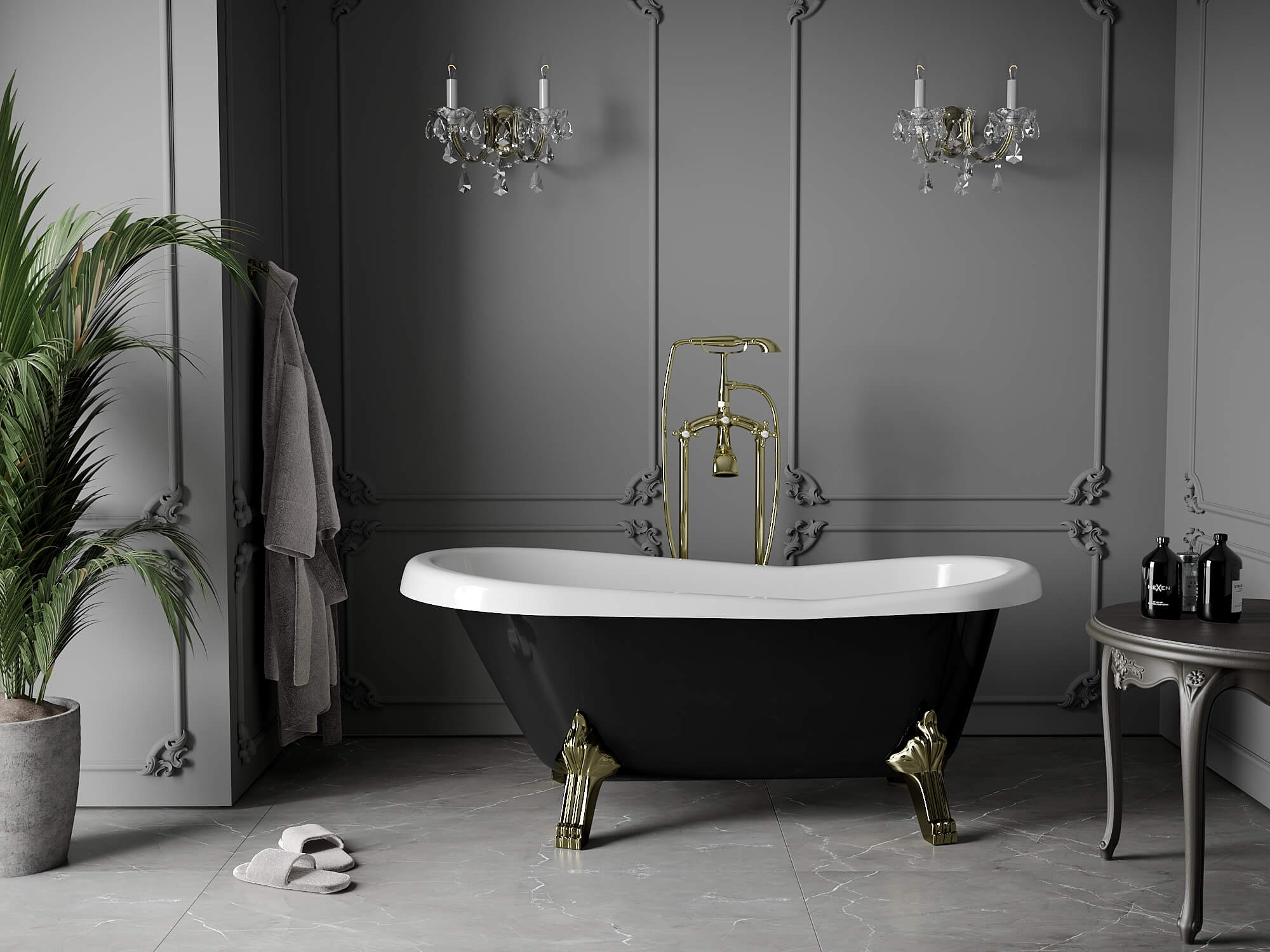 Mitigeurs bain-douche blanc/or