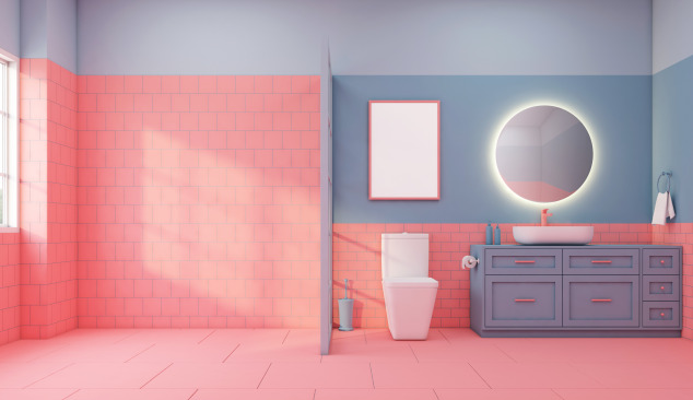 Salle de bain colorée