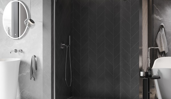 Mosaïque Graphite Sous la Douche