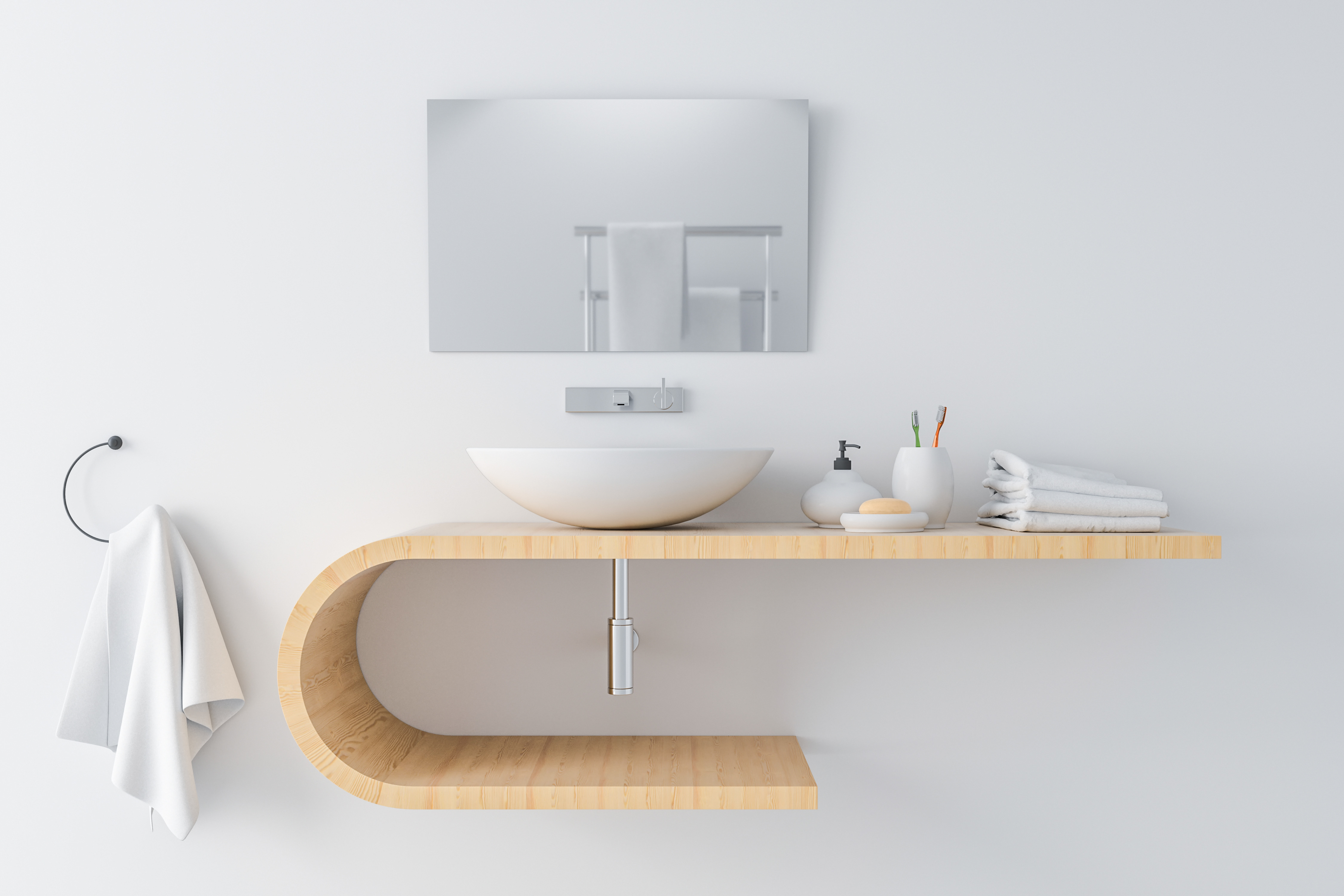 Où accrocher la serviette près du lavabo ?