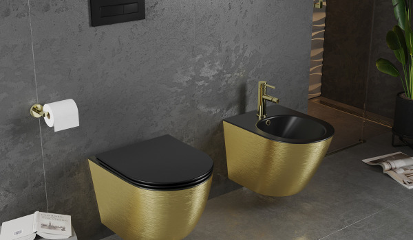 Céramique noir et or pour la salle de bain