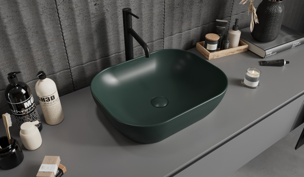 Lavabo vert à poser - une touche moderne pour la salle de bain