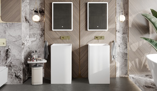 Salle de bains orientale avec bois